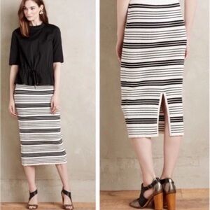 Moth Anthropologie Serilda Knit Ribbed Striped Pencil Skirt SZ S
